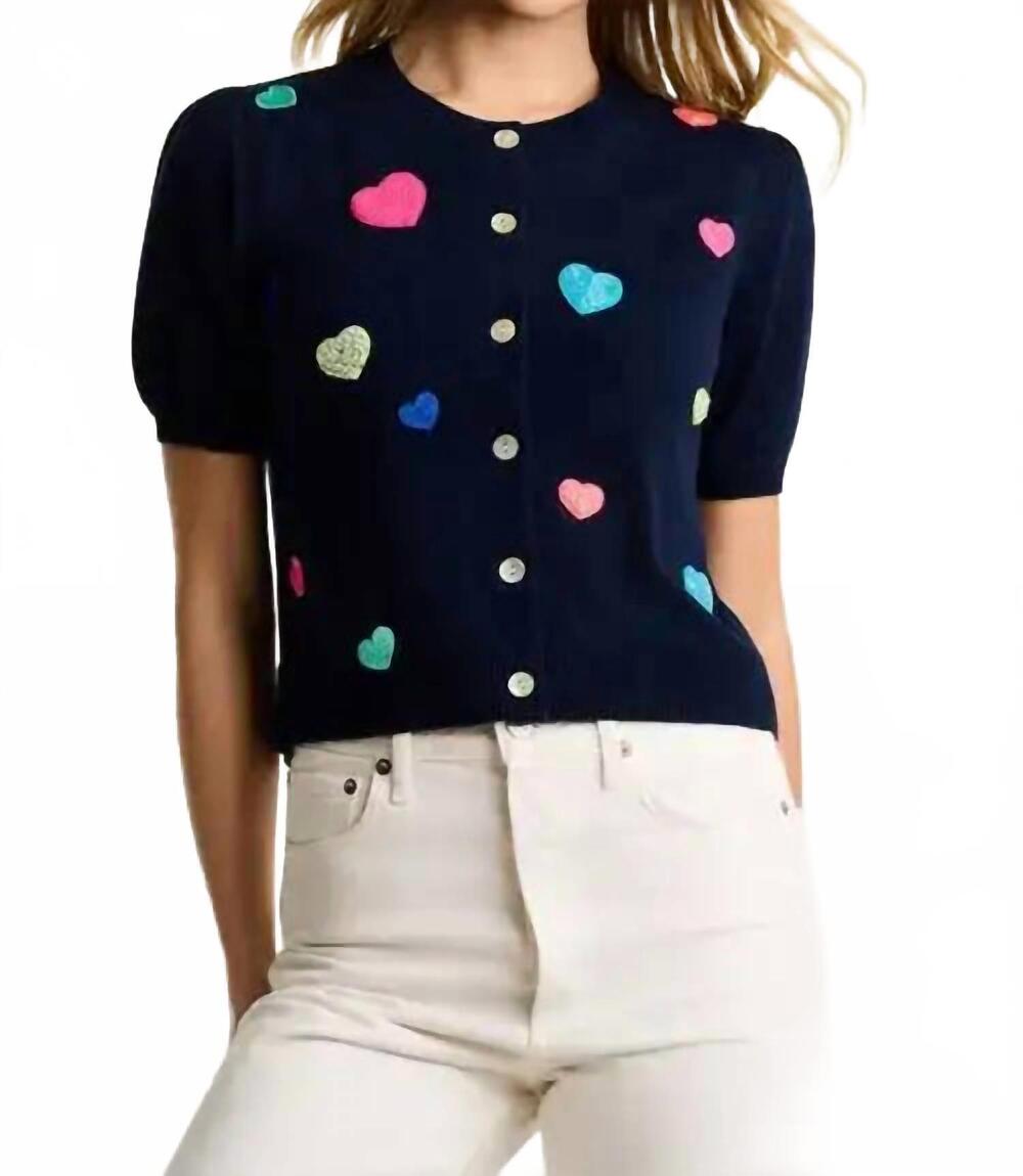 NEW LISA TODD royal flush cotton cardigan in navy
